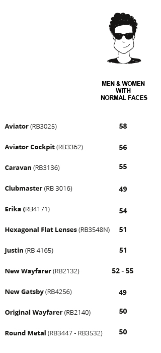 Ray Ban Aviator Lens Size Chart